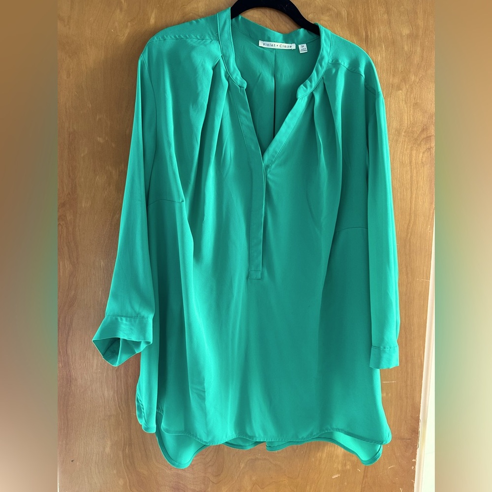 Violet and Claire Green blouse 3x